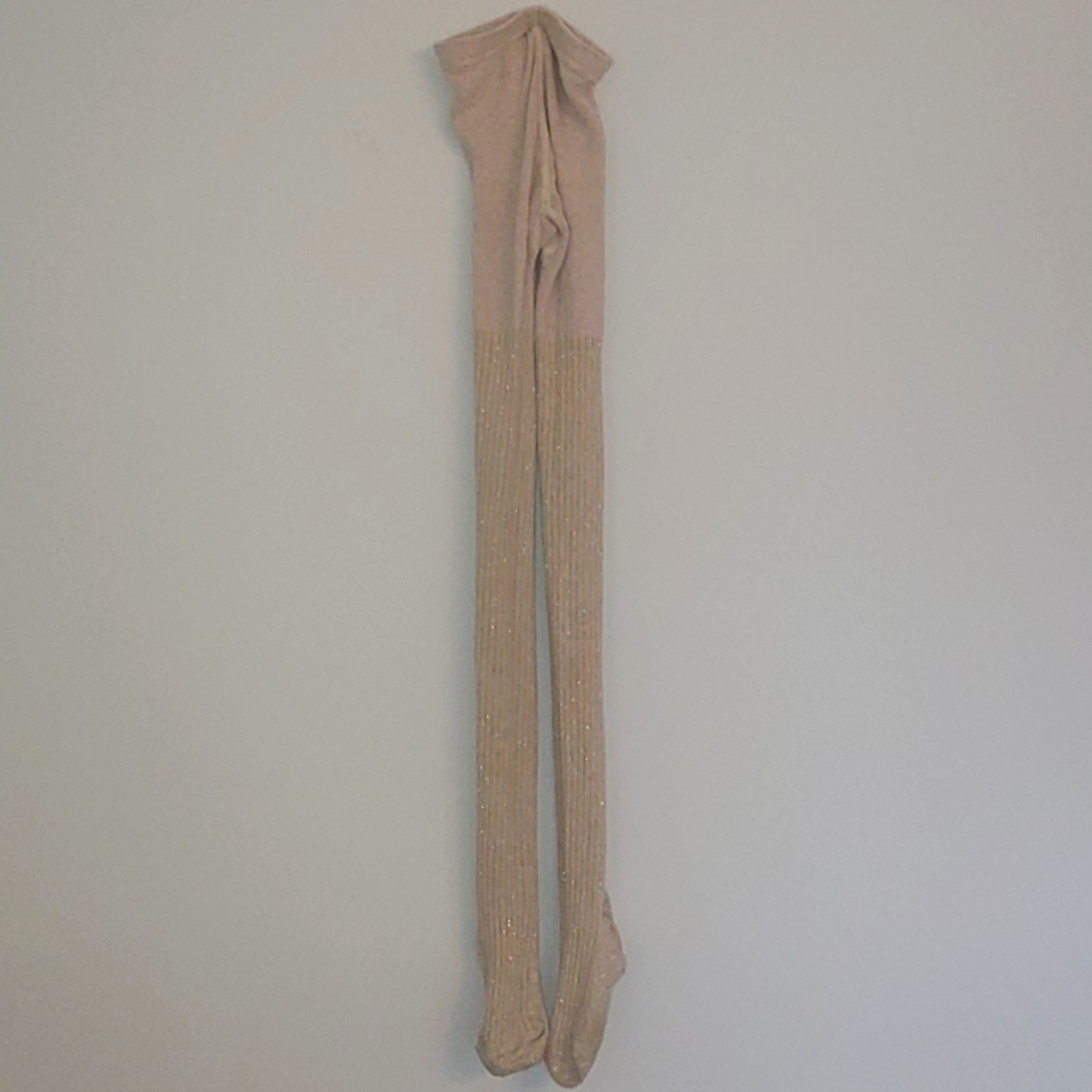 THE CHILDREN’S PLACE TAN WITH GOLD GLITTER LEGGINGS SIZE 6-7